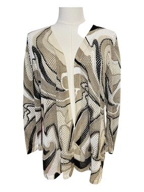 EUC Christopher & Banks Abstract Open Front Cardigan | Size XL